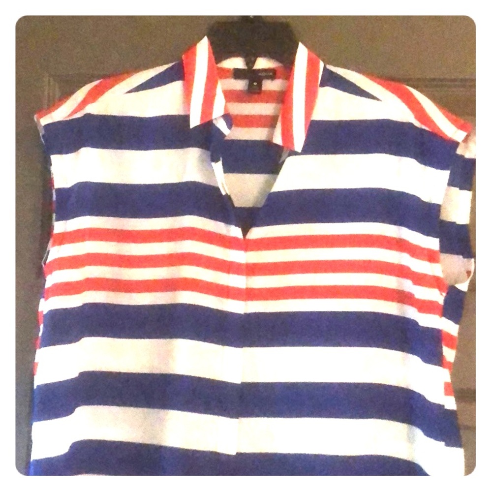 Red, white & blue silk sleeveless top